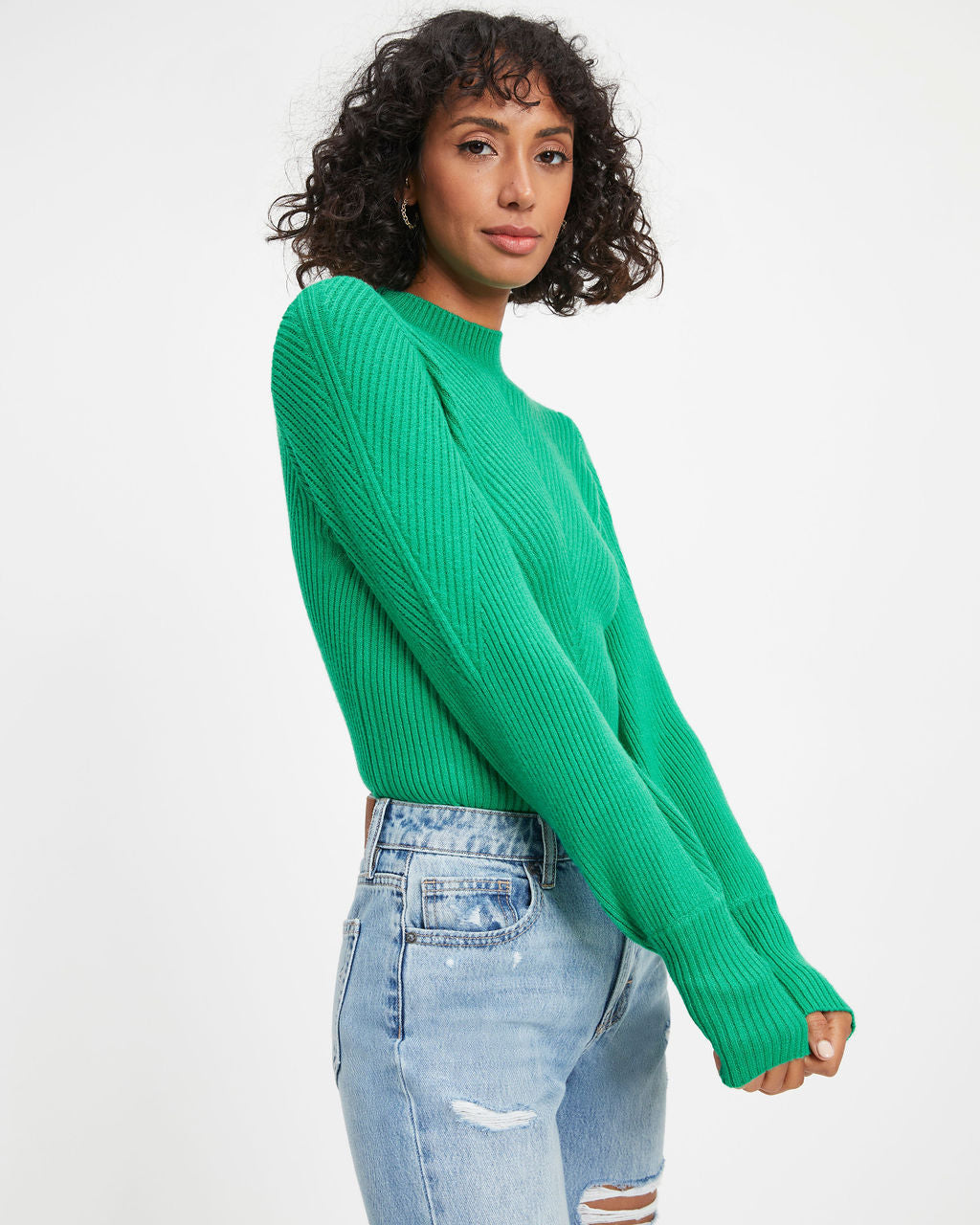 Archie Ribbed Knit Pullover Sweater - Green