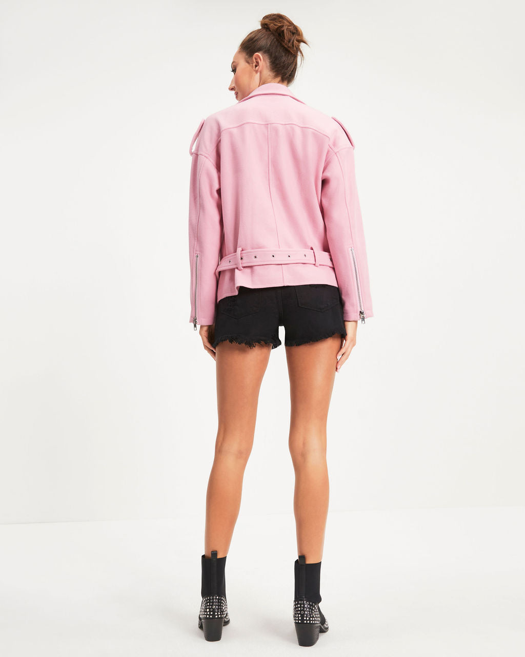 Harley Biker Pocketed Jacket - Pink