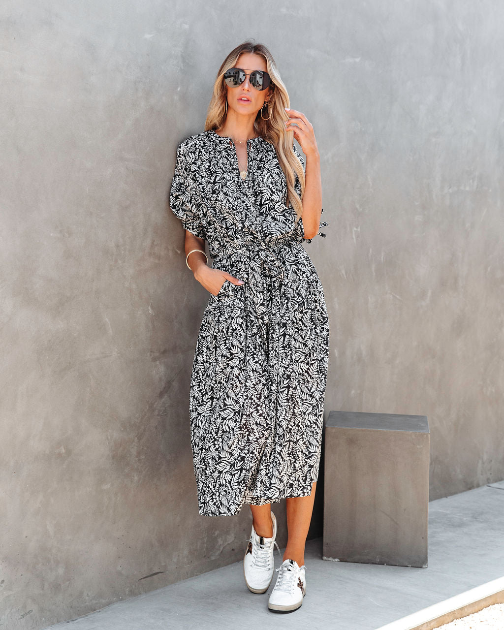 Untamed Beauty Printed Pocketed Midi Dress - FINAL SALE