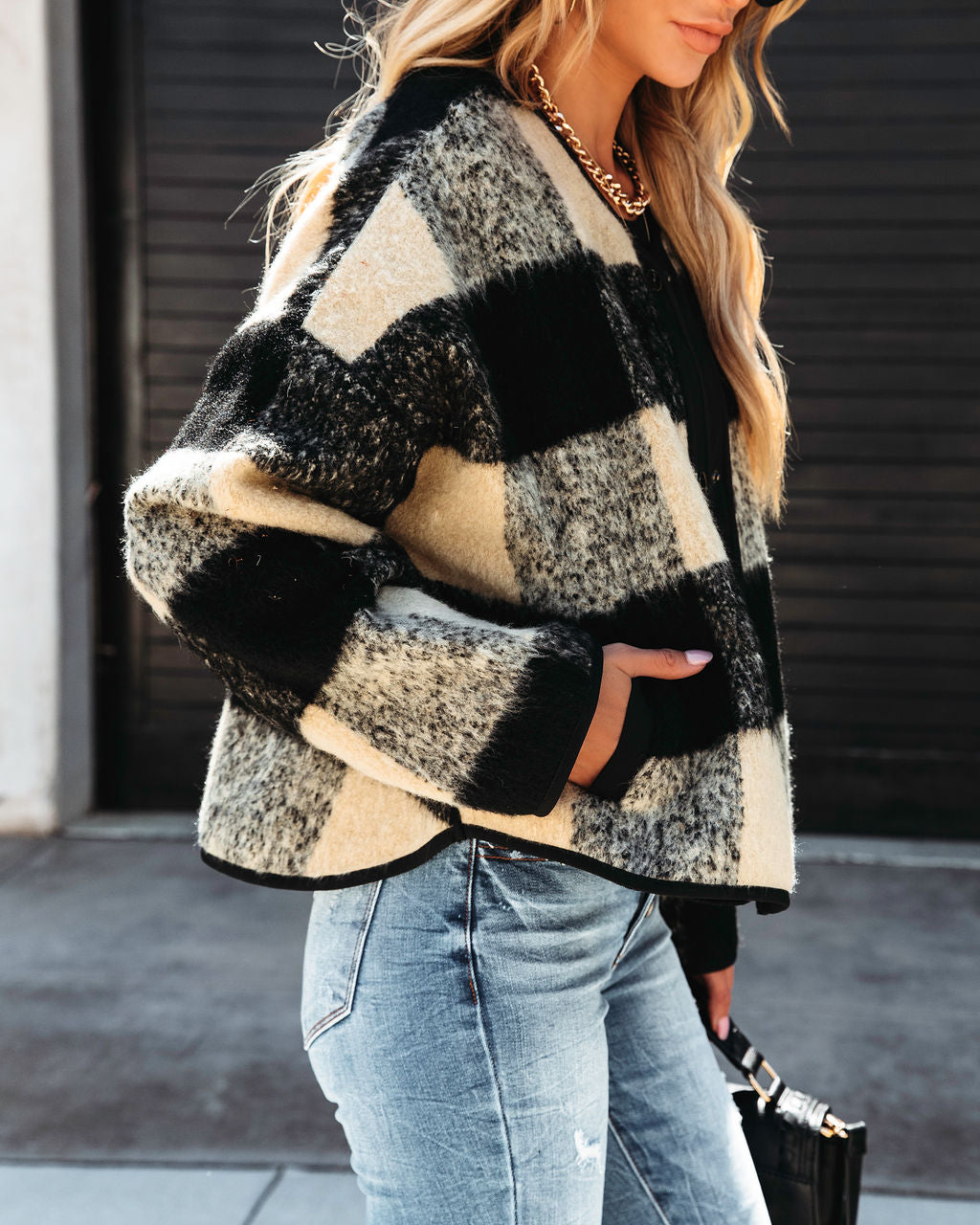 Classic Cozy Plaid Pocketed Jacket - SALE