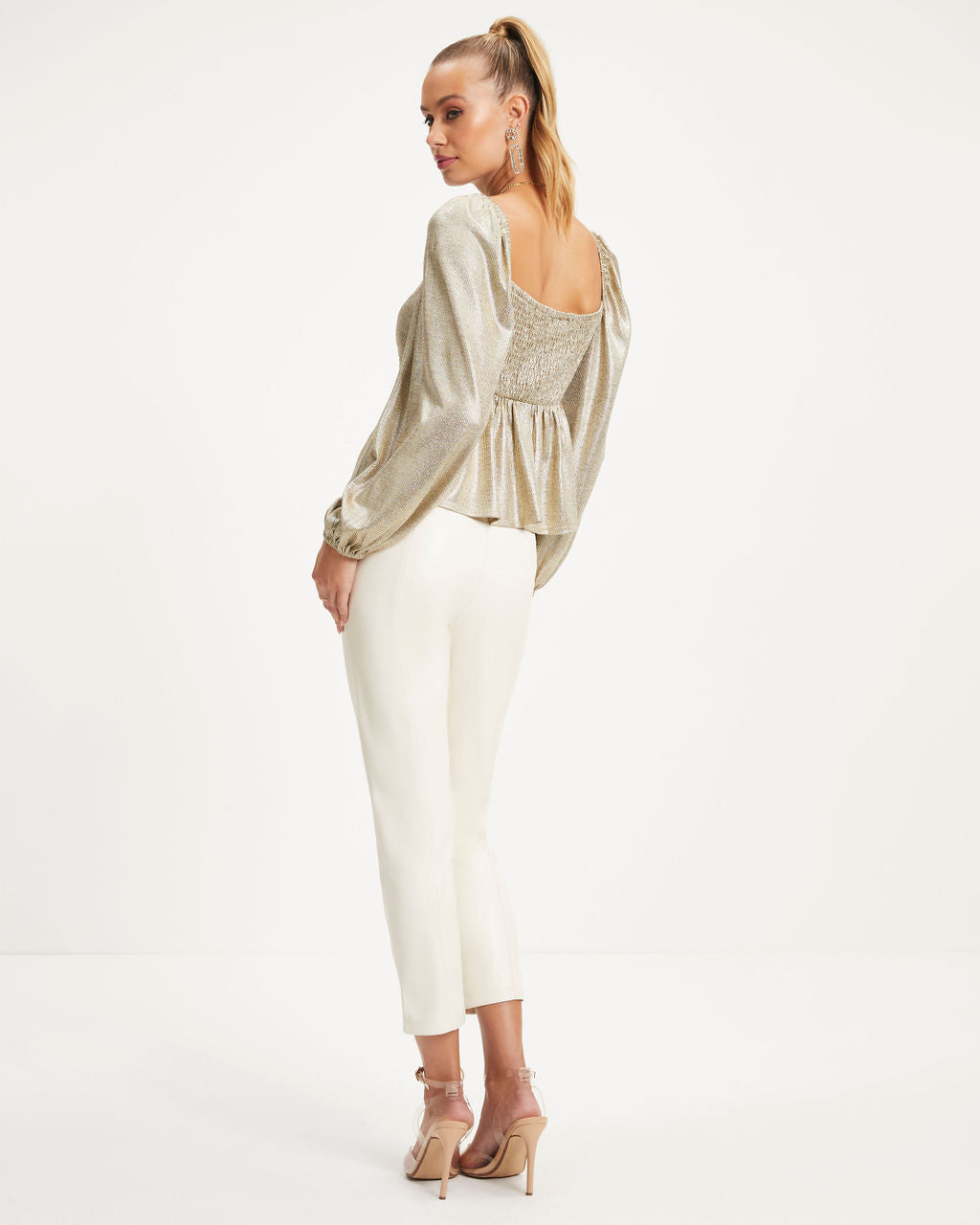 Truthfully Happy Drape Long Sleeve Top - Gold