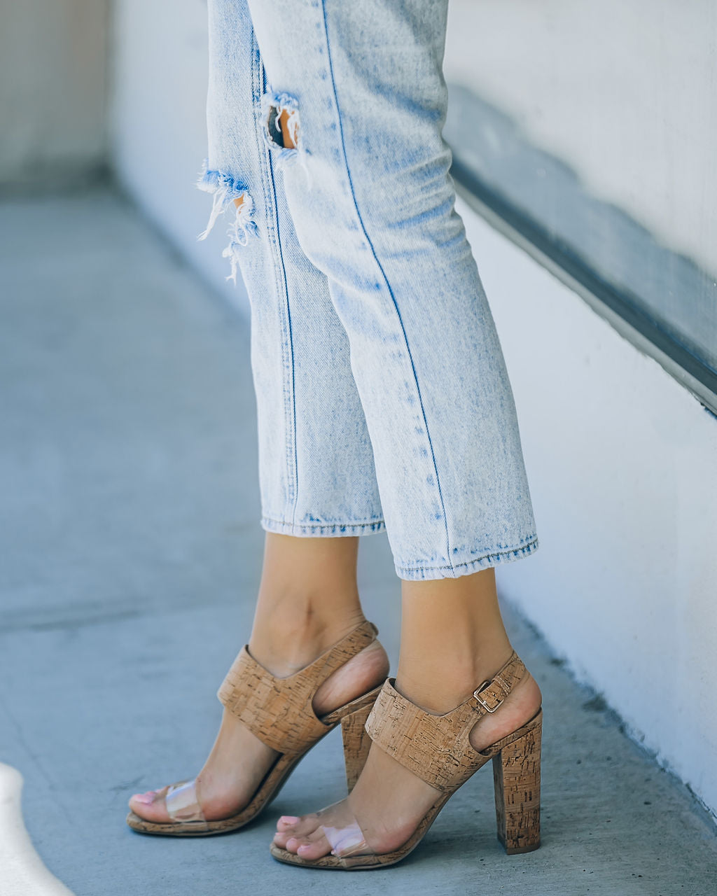 Napa Clear Strap Heeled Cork Sandal - FINAL SALE