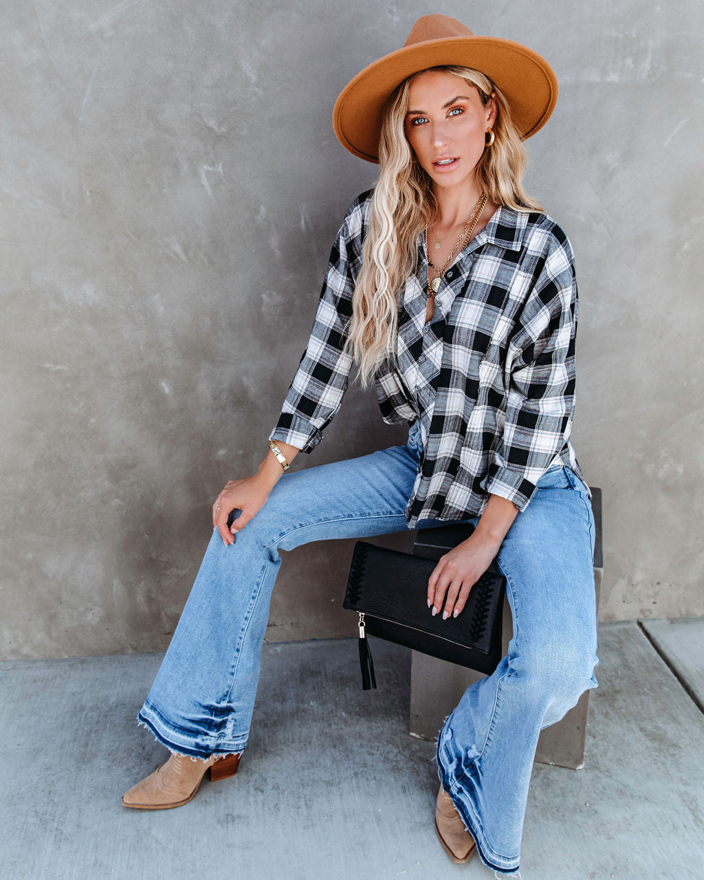 Archer Plaid Cotton Button Down Top - SALE
