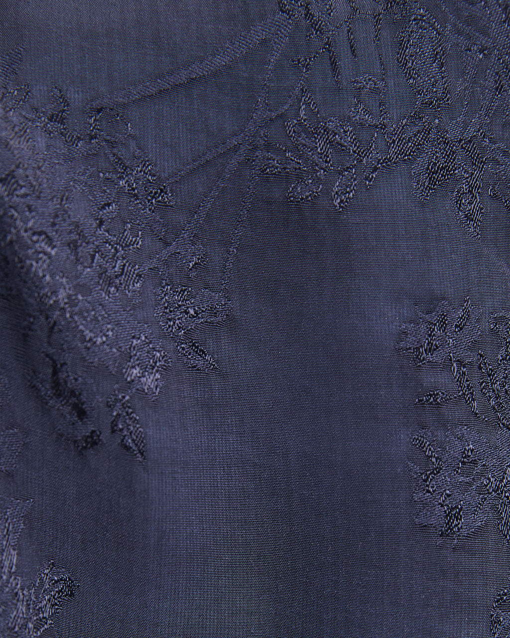 Lynn Floral Embossed Front Twist Top - Navy