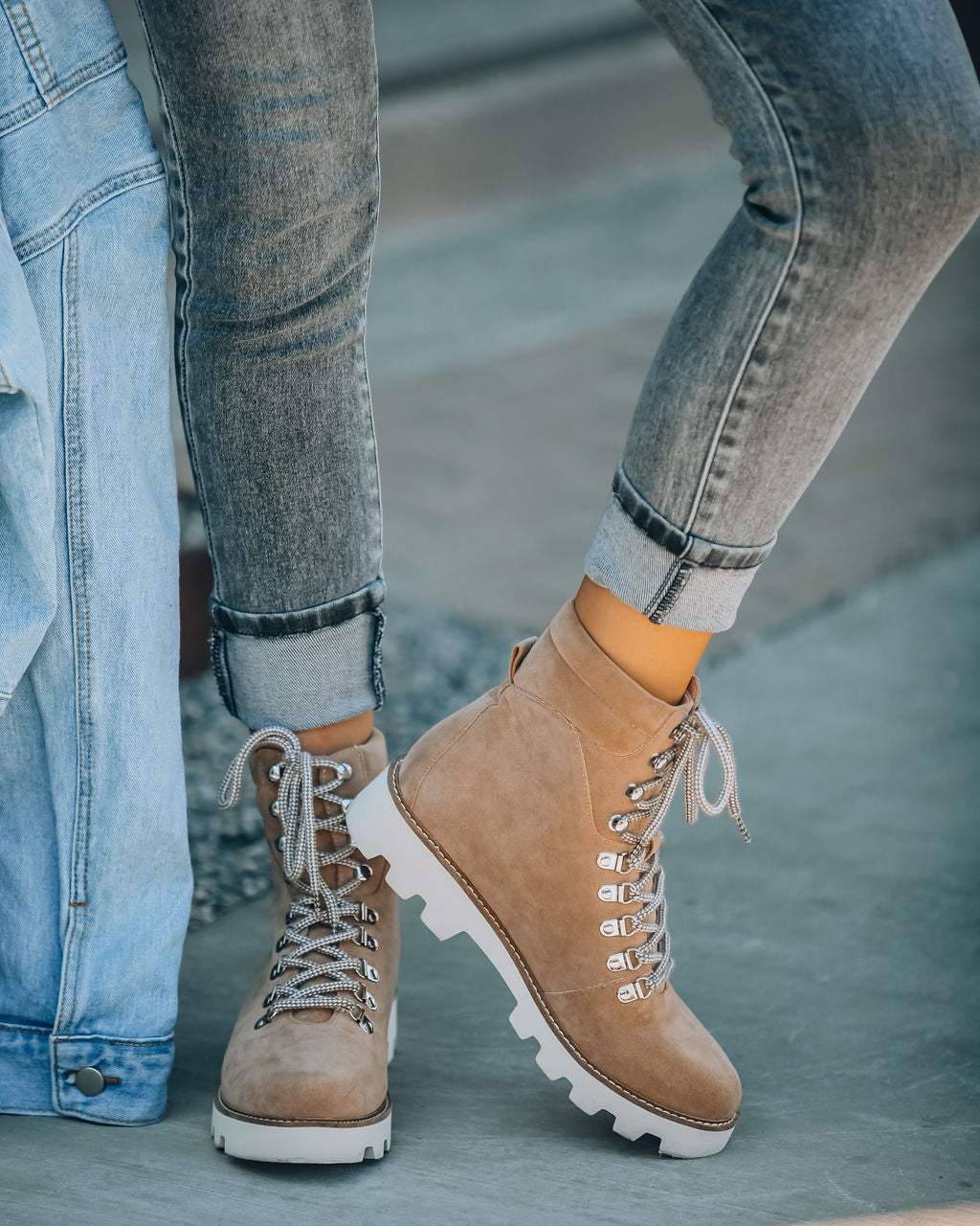 Arlene Faux Suede Lace Up Boot