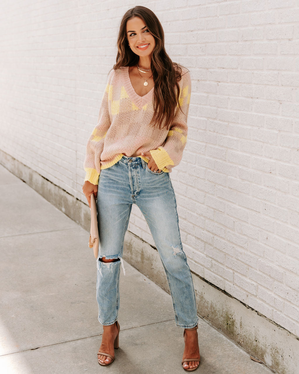 Dosage Of Cool Checkerboard V-Neck Sweater