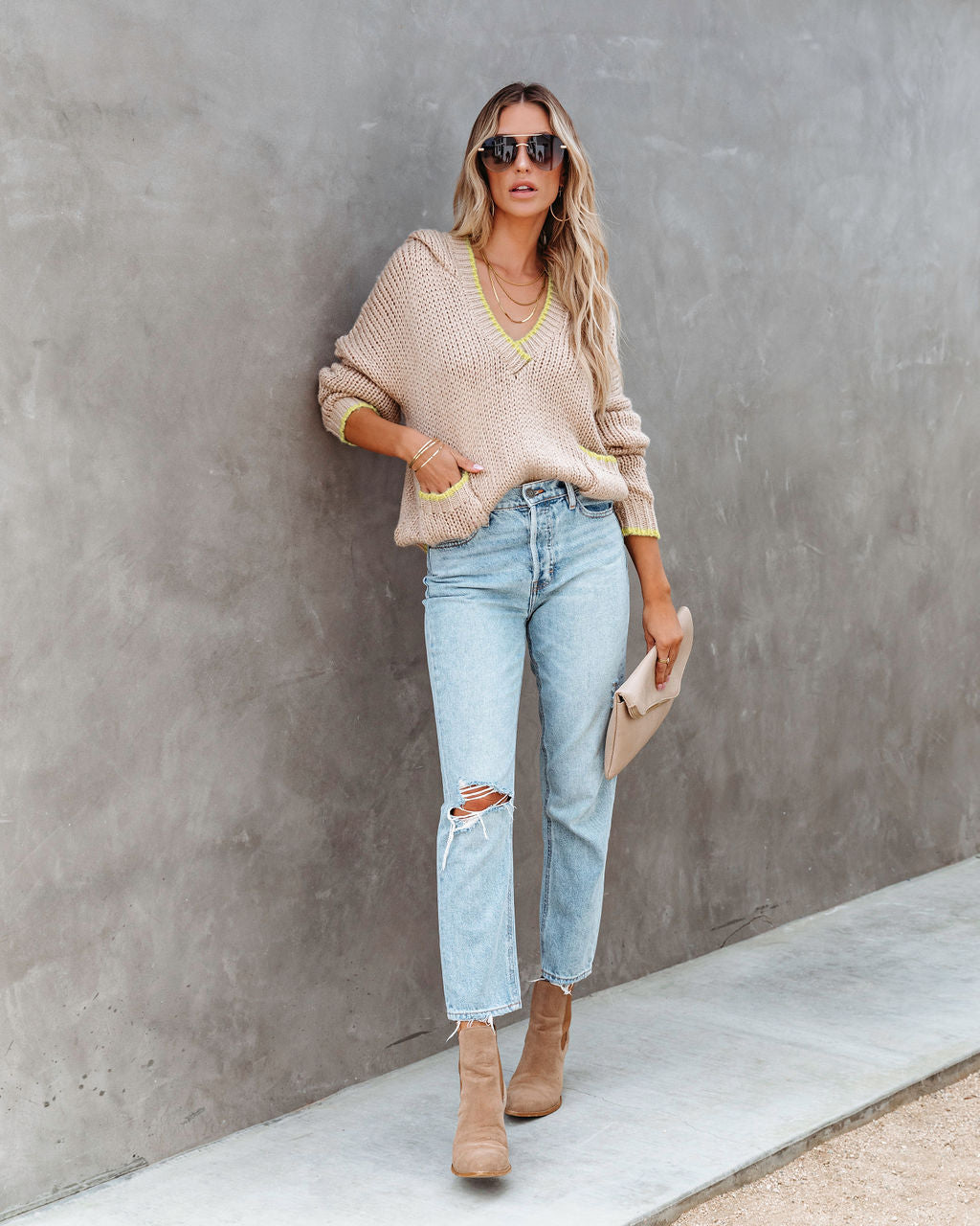 Cozy Fall Vibes Pocketed Hooded Knit Sweater - SALE