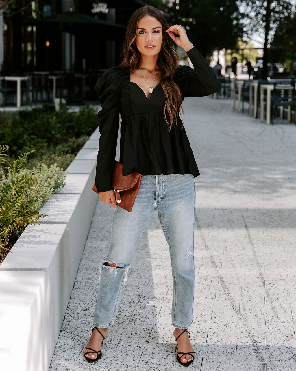 Your Royal Flyness Sweetheart Puff Sleeve Top - Black