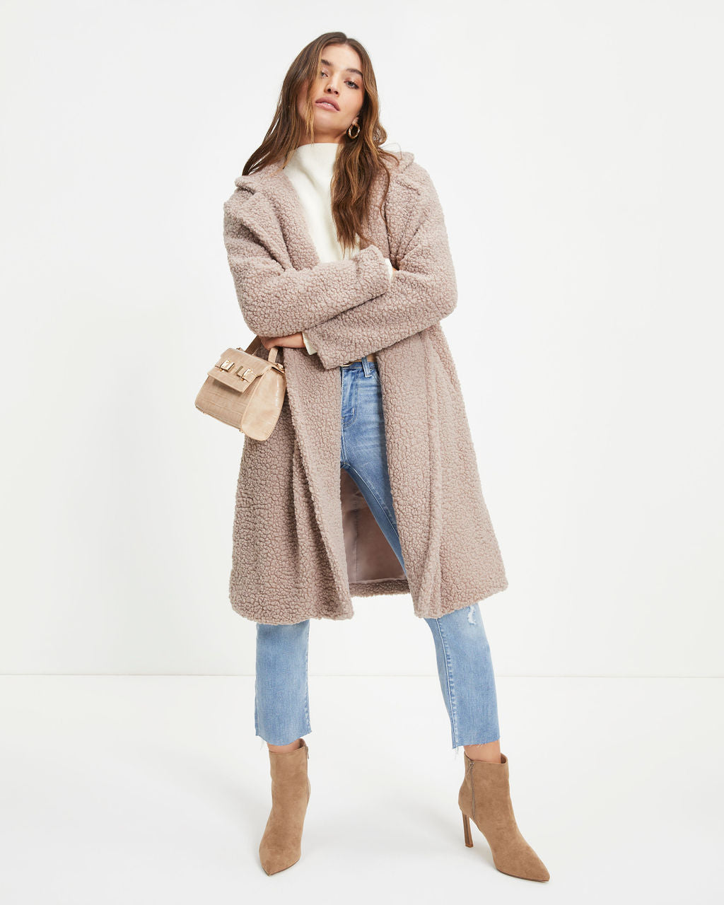 Theo Pocketed Teddy Coat - Stone