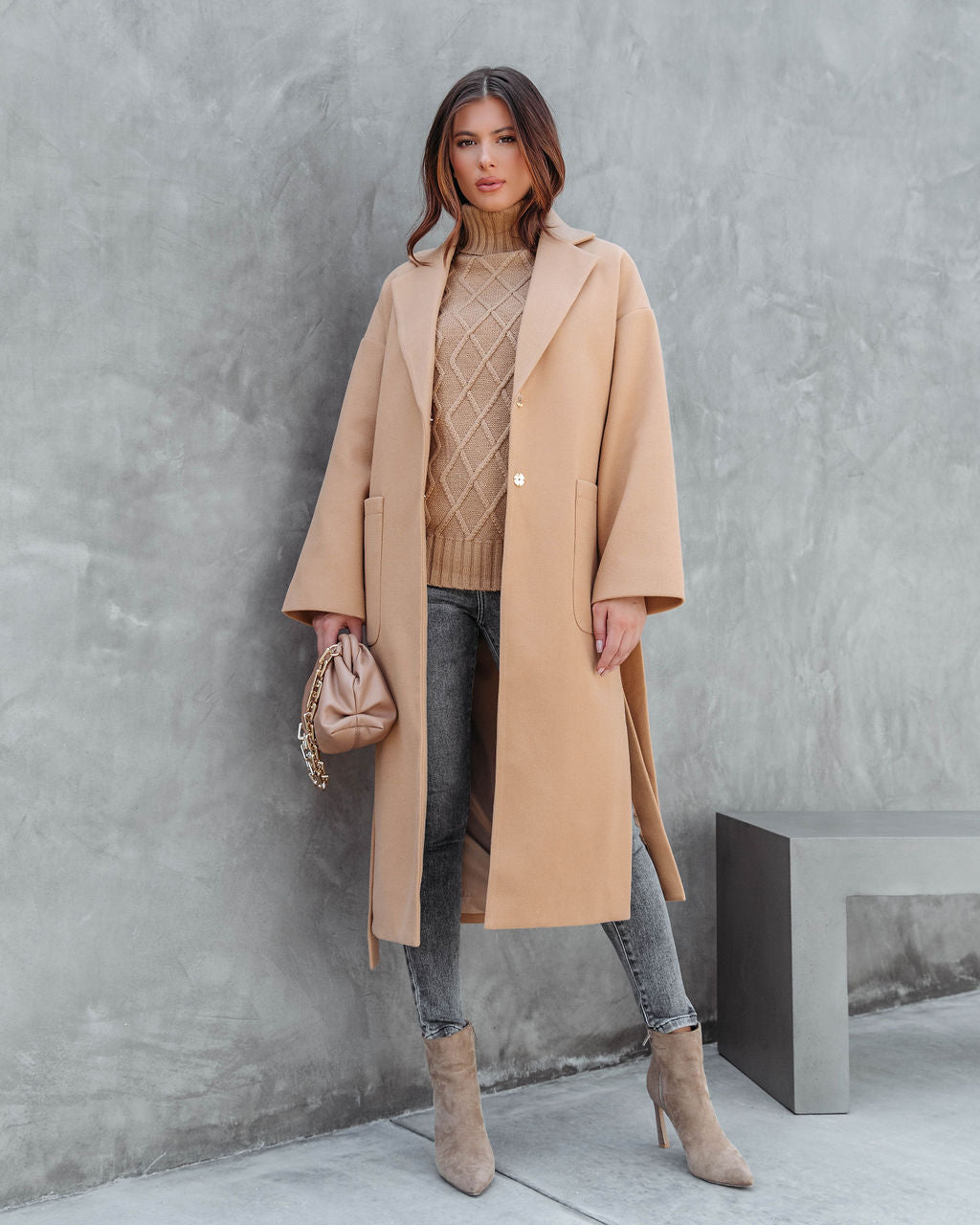 Great Expectations Pocketed Coat - Camel