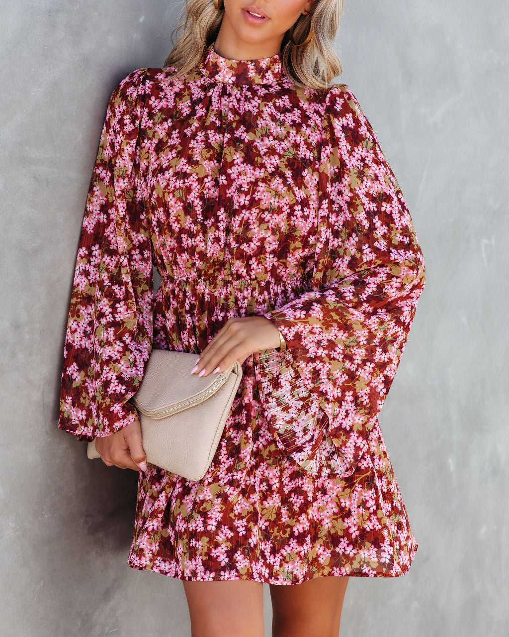 Serenity Floral Bell Sleeve Mini Dress