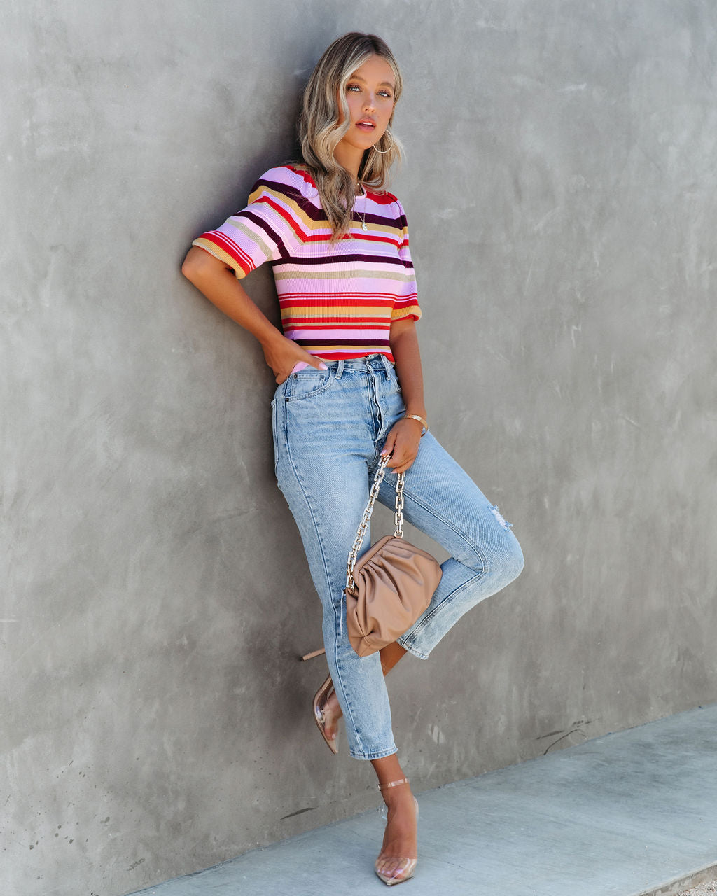 Farrah Striped Puff Sleeve Top - FINAL SALE