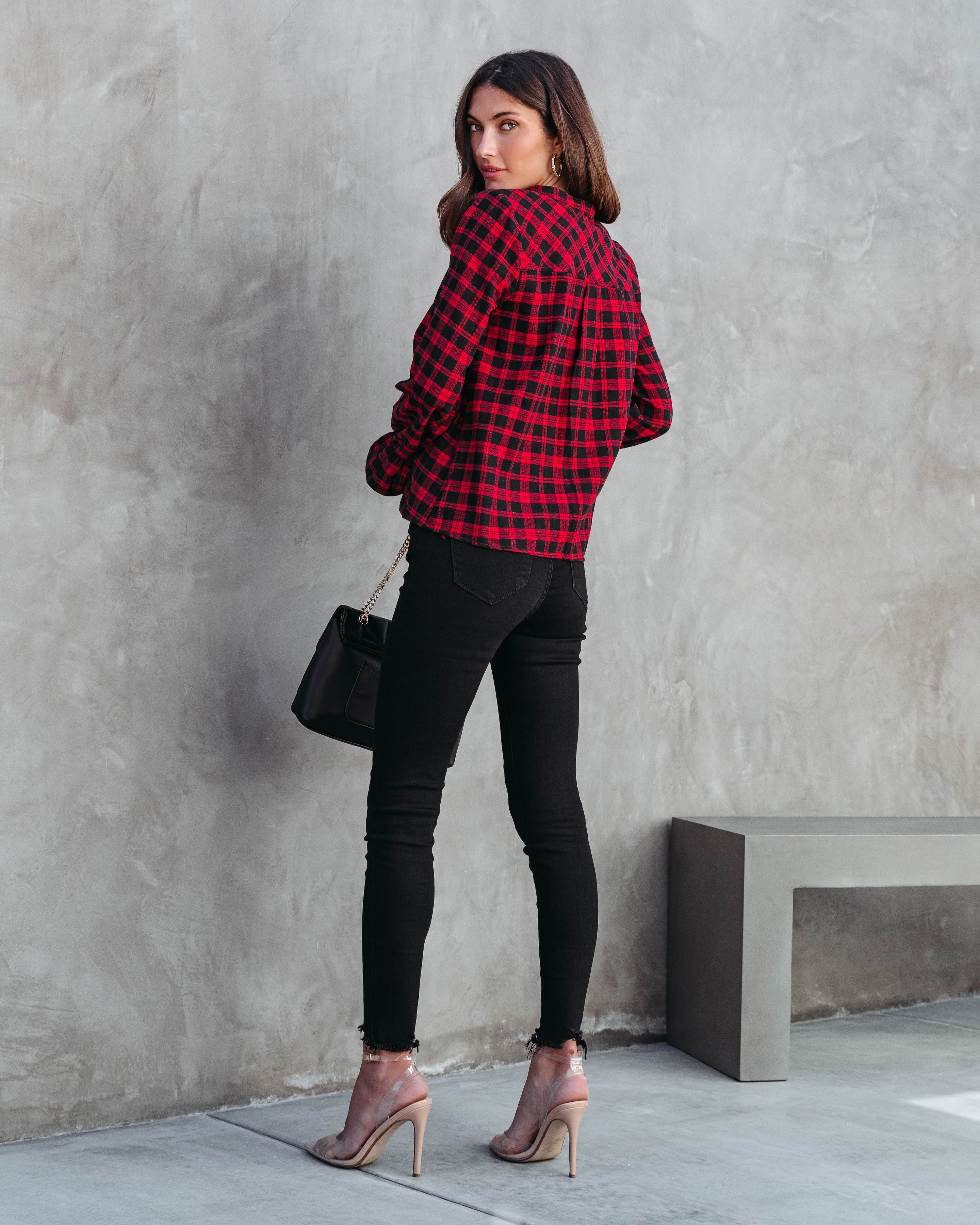 Noel Plaid Long Sleeve Top