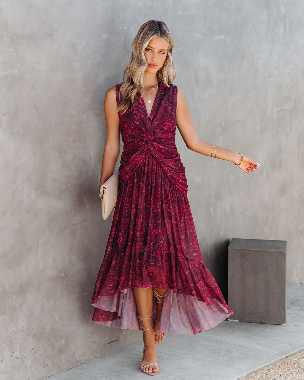 Million Reasons Paisley Twisted Front Midi Dress - FINAL SALE