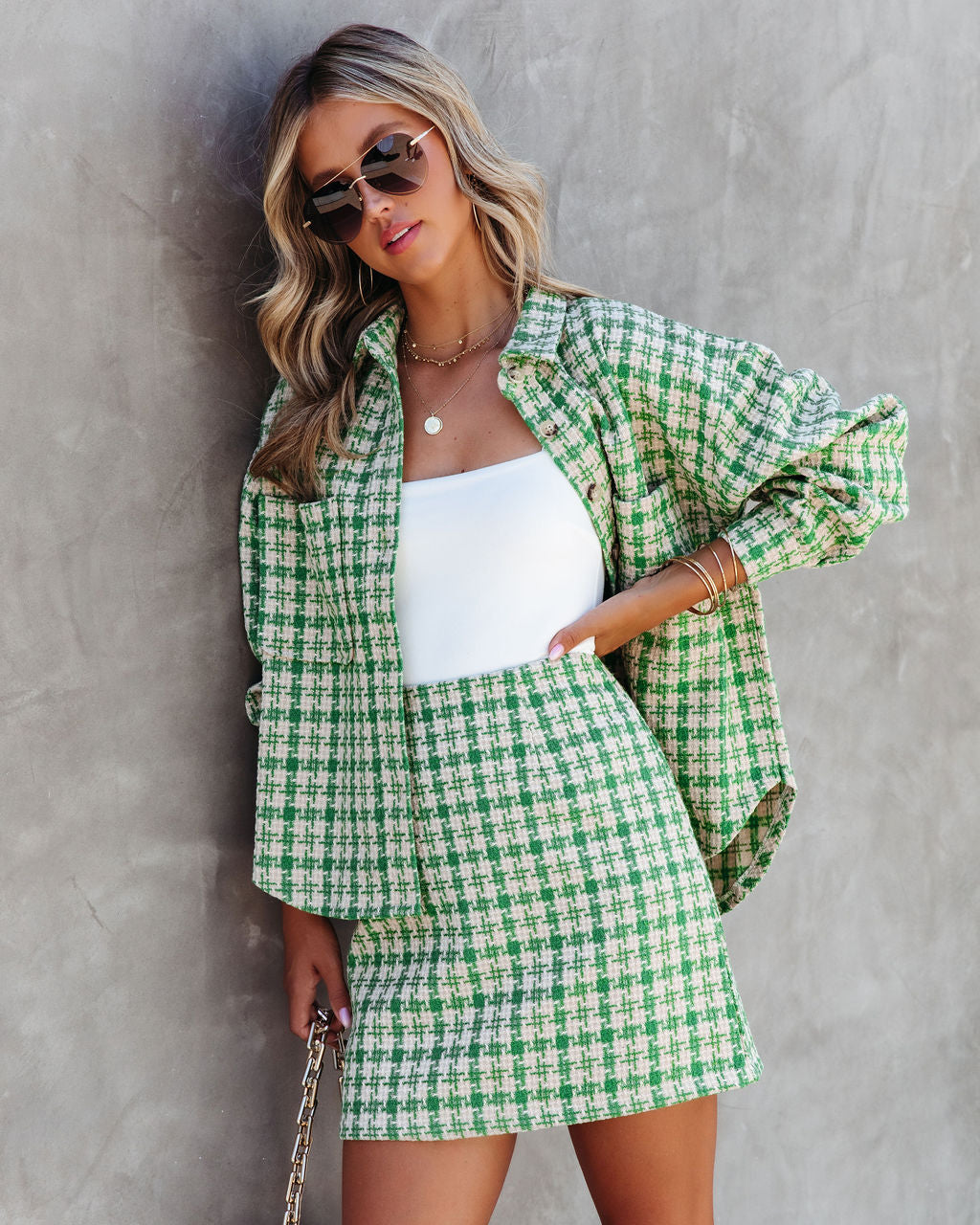 Jackie Houndstooth Lightweight Tweed Jacket - SALE