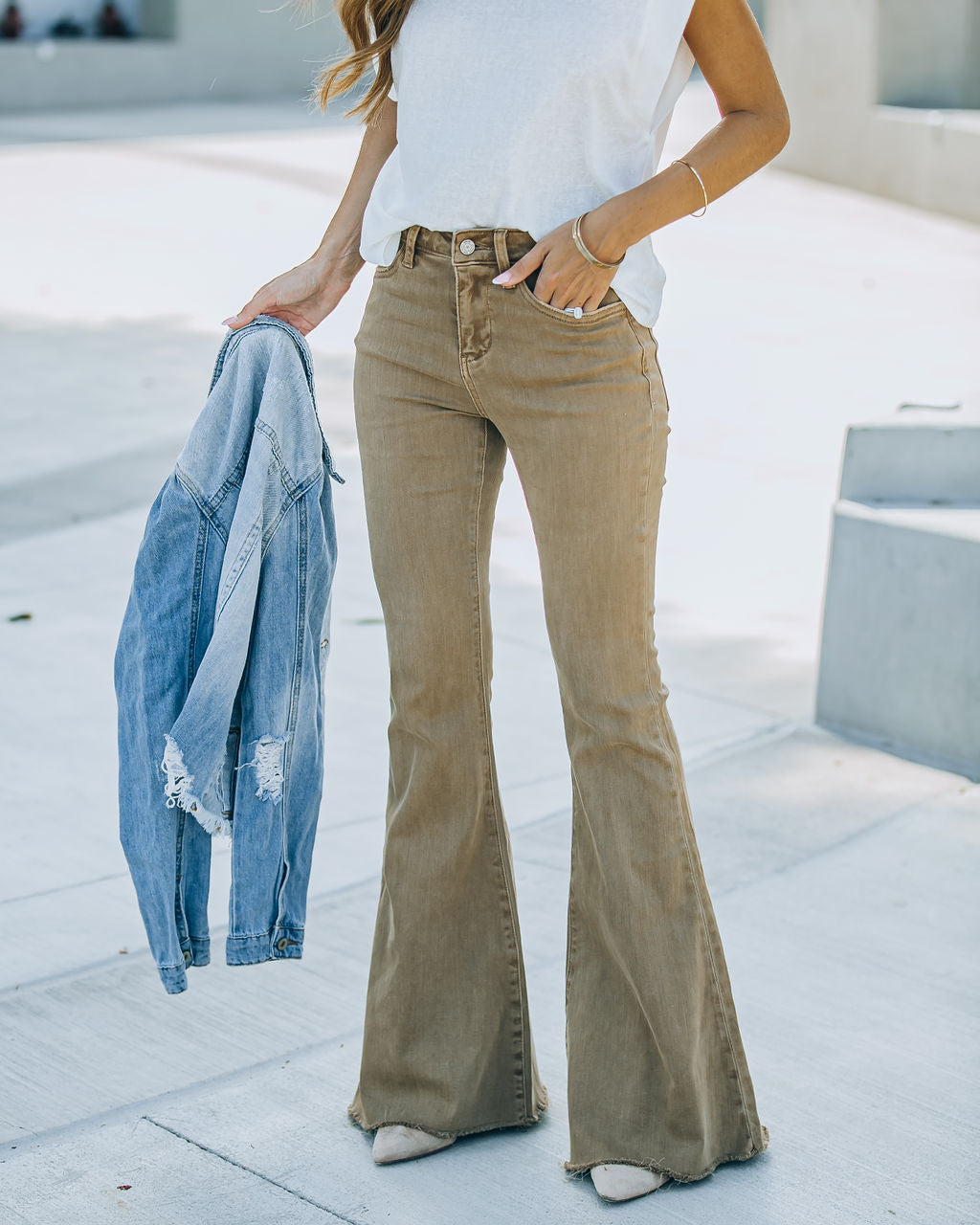Autumn High Rise Bell Bottom Denim - Mocha
