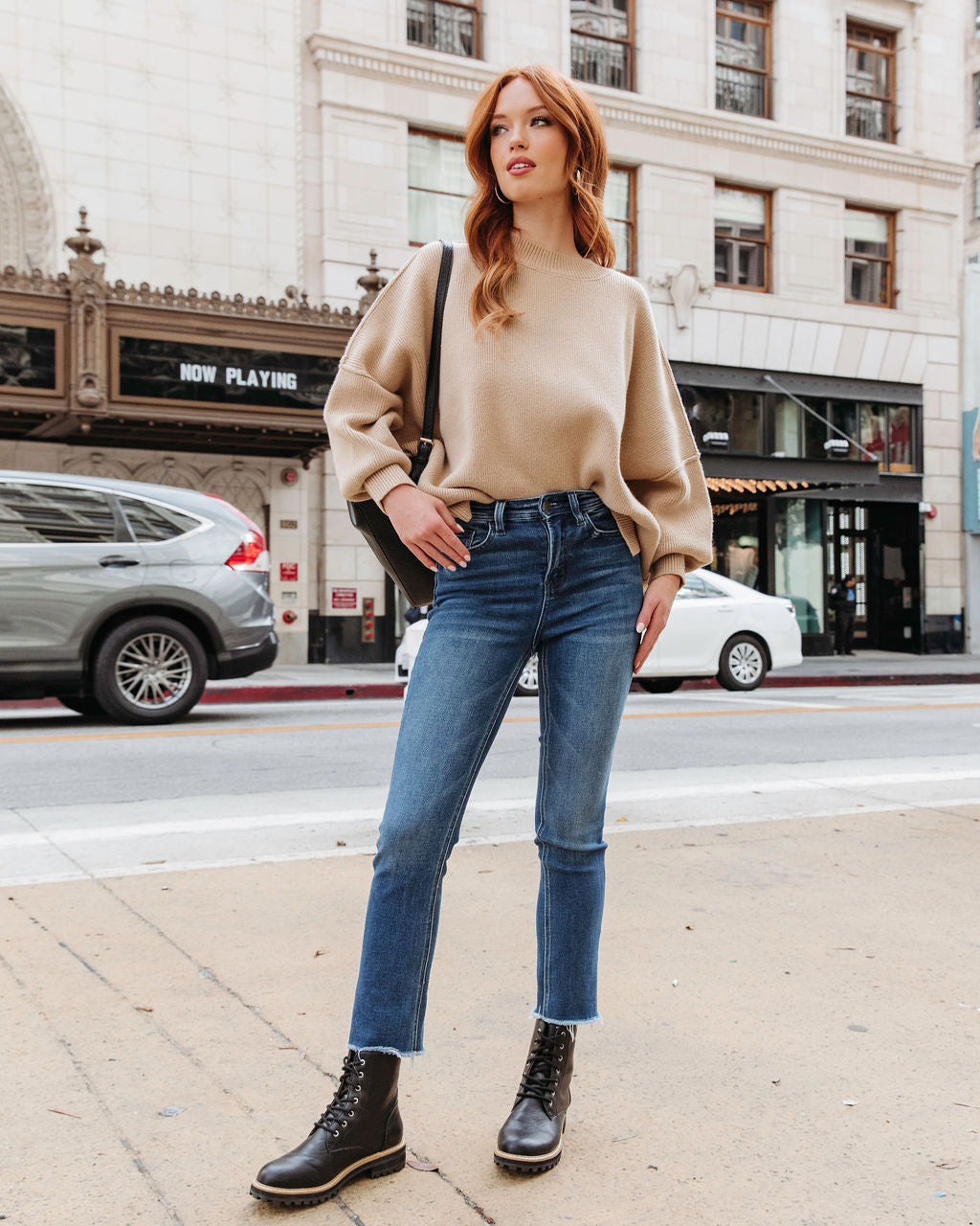 Elouise Knit Oversized Pullover Sweater - Beige