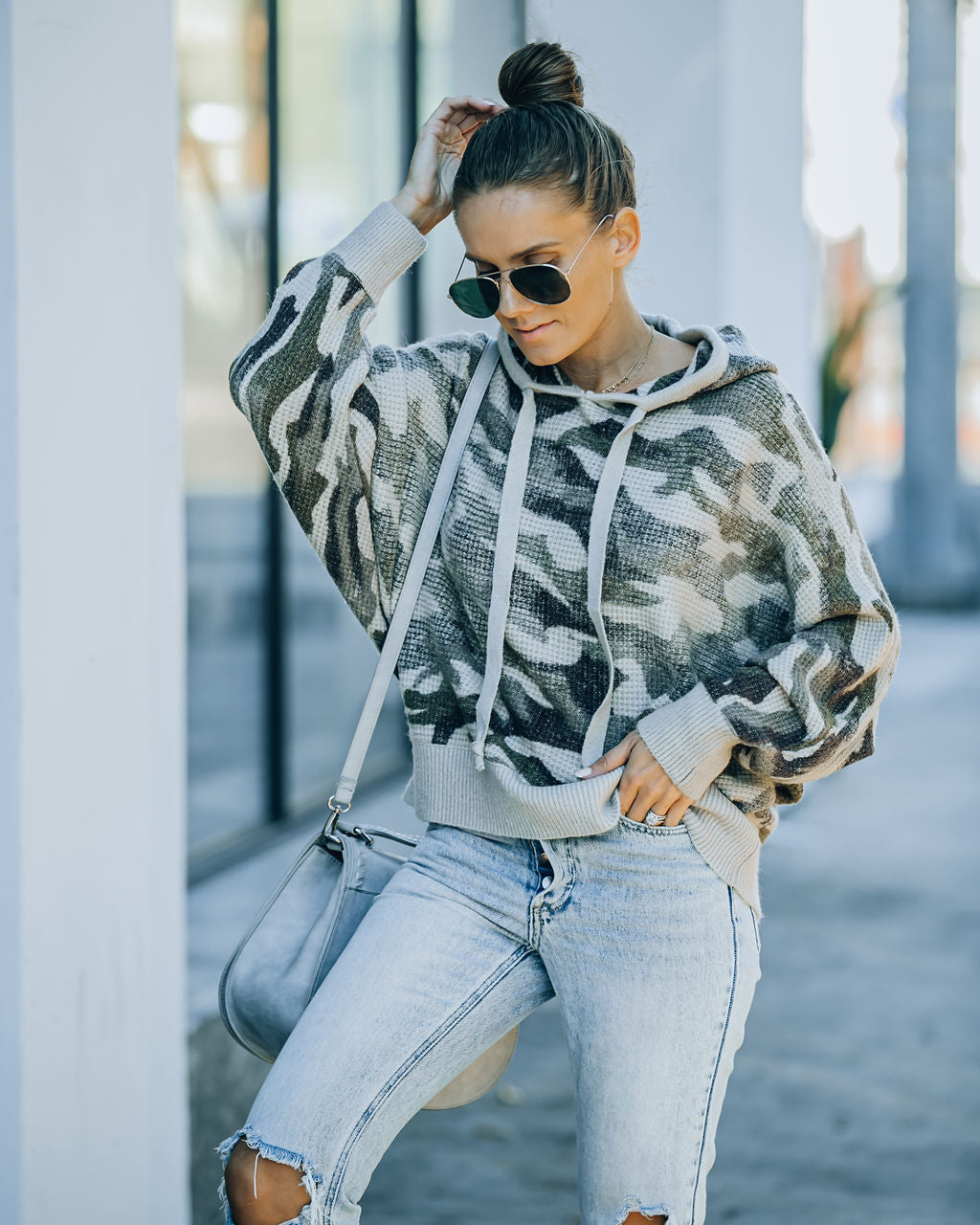 Brent Hooded Thermal Camo Sweater - SALE