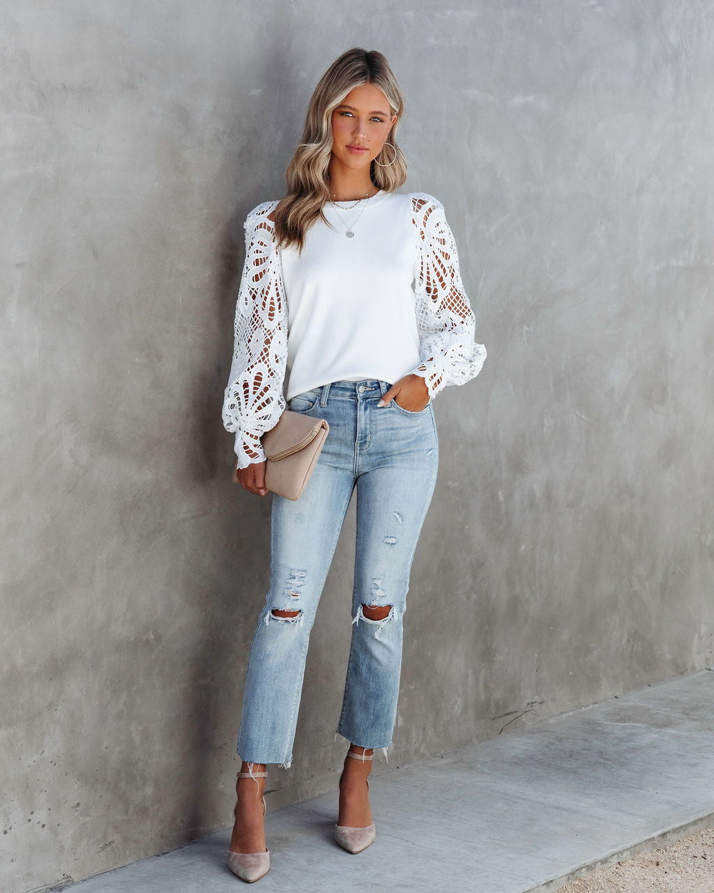 Time For Tea Crochet Lace Top - White