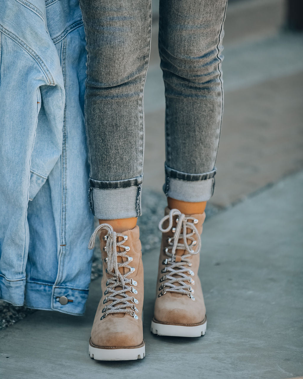 Arlene Faux Suede Lace Up Boot