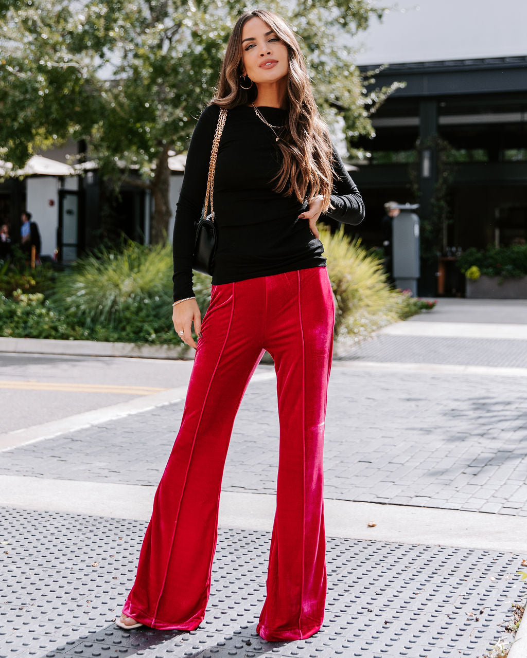 Nelly Side Drape Long Sleeve Top - Black