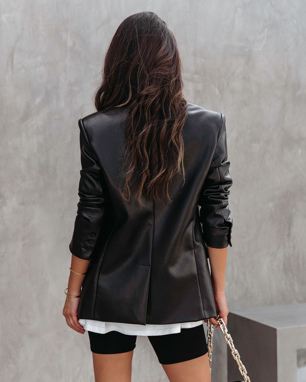 Buzz Worthy Faux Leather Blazer - Black