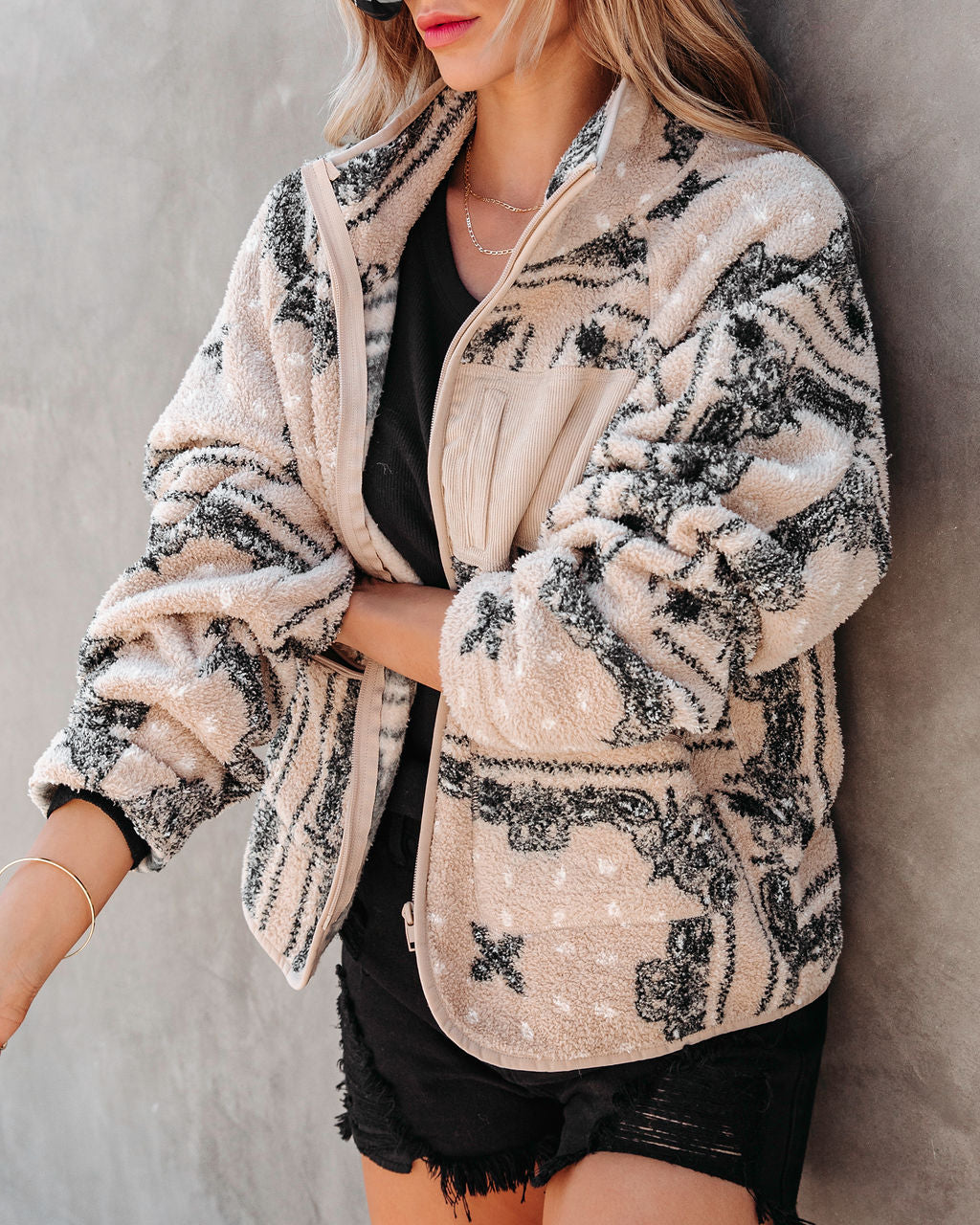 Wild Wild West Pocketed Bandana Teddy Jacket