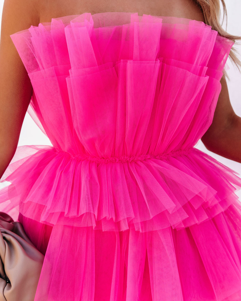 Lille Strapless Tulle Mini Dress - Hot Pink - FINAL SALE