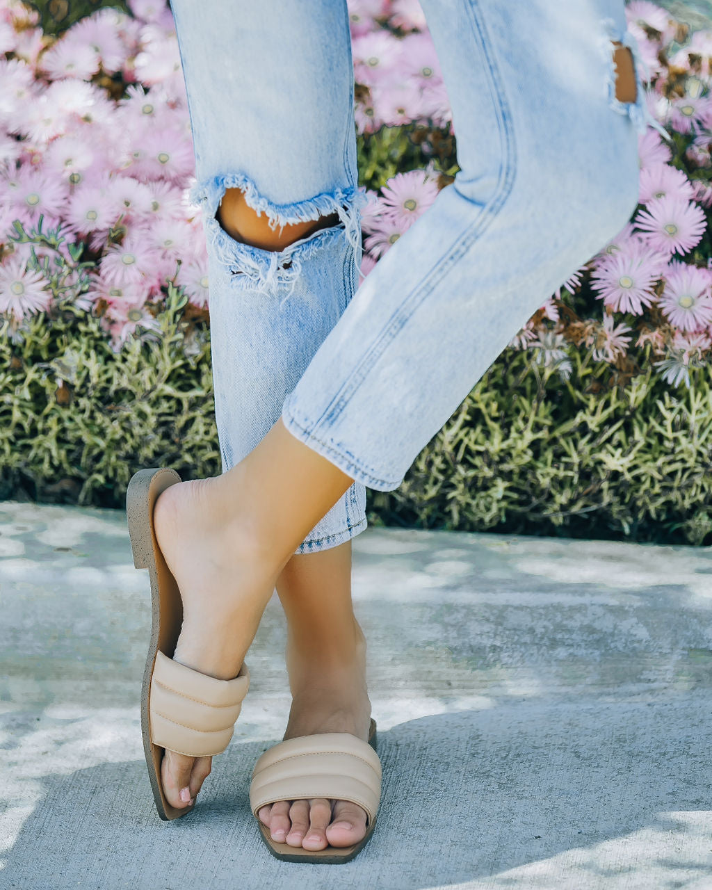 Skye Padded Square Toe Sandal - Nude - FINAL SALE