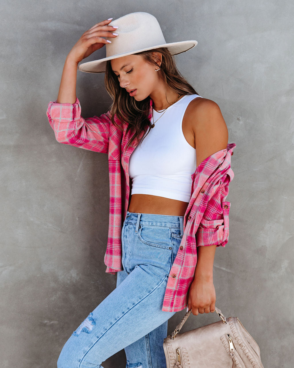 Mildred Plaid Button Down Top