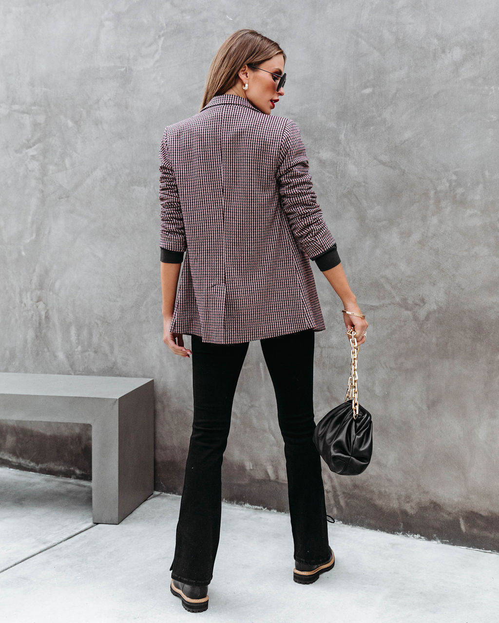 Good Catch Pocketed Checkered Blazer