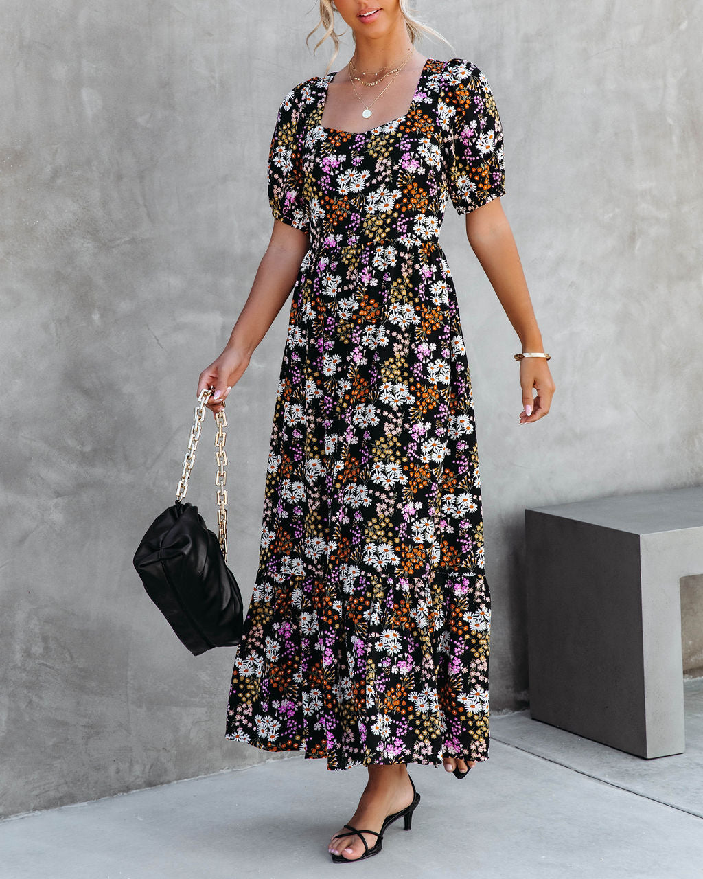 Among The Wildflowers Puff Sleeve Maxi Dress
