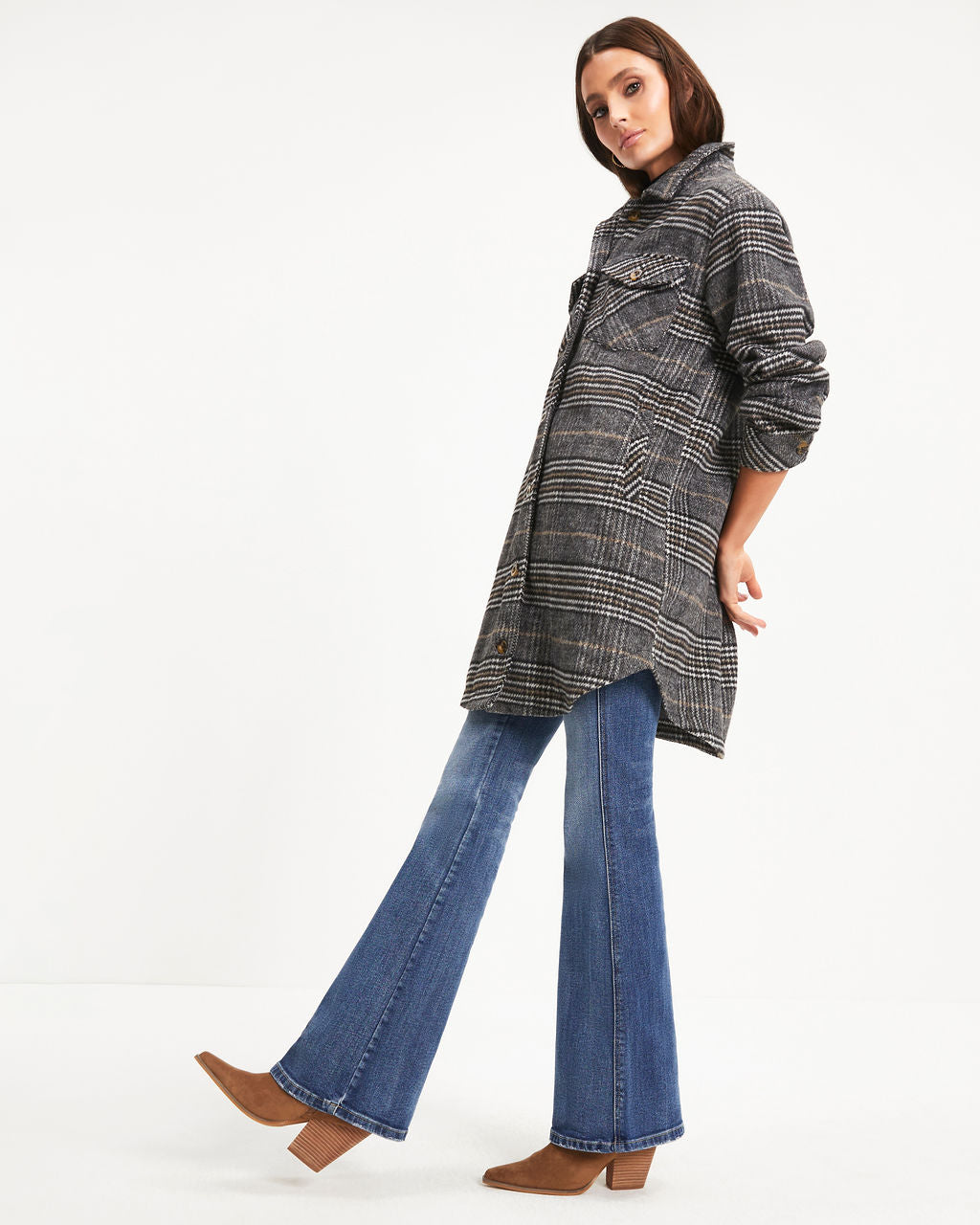 Kassey Plaid Pocketed Coat