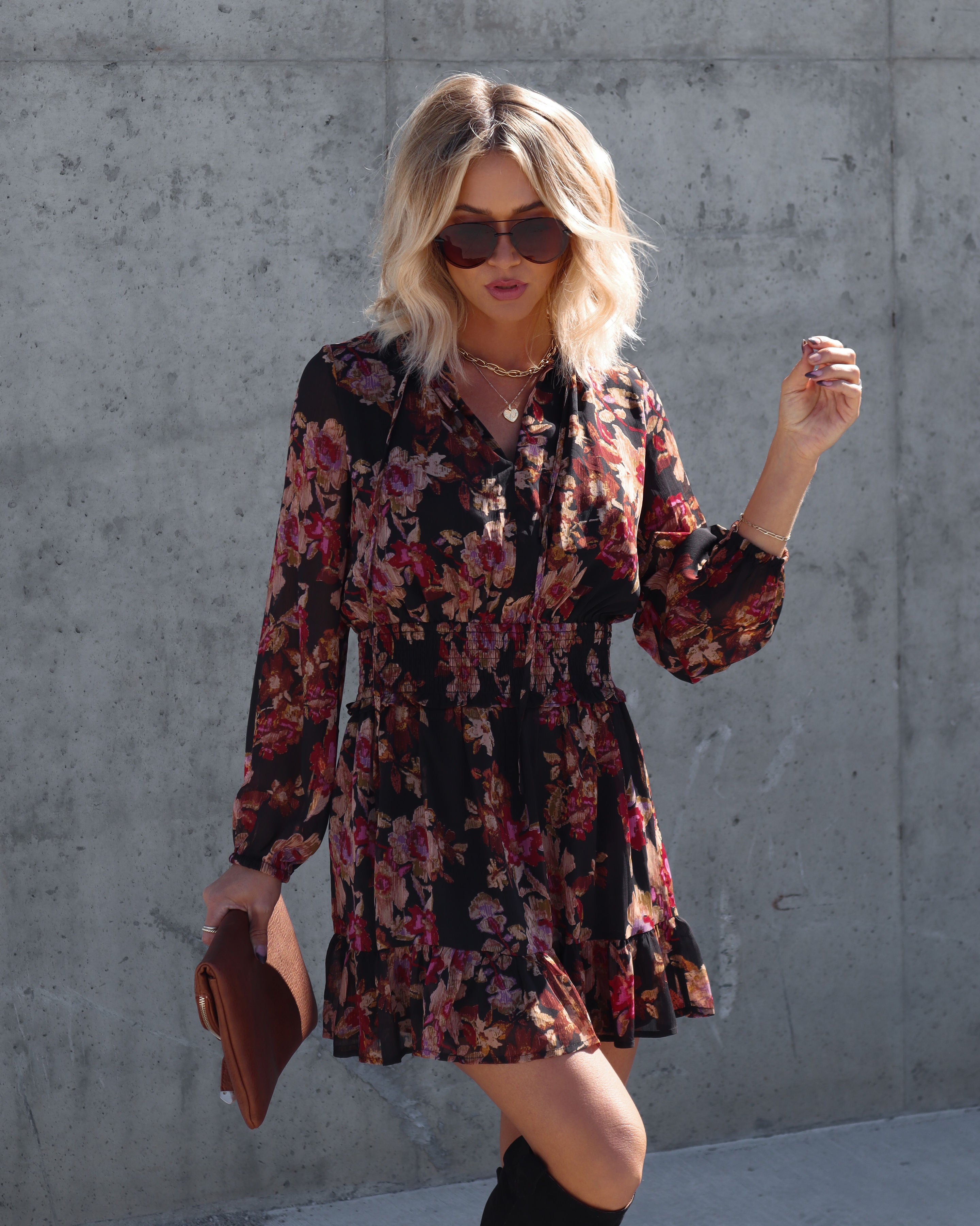 Forbidden One Floral Smocked Mini Dress