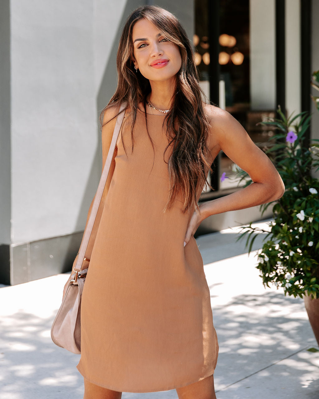 Accomplished Pocketed Tank Mini Dress - Cognac - SALE