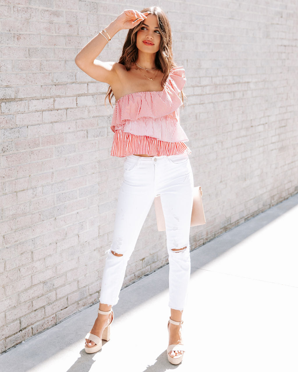 Palmero Tiered One Shoulder Crop Top - FINAL SALE