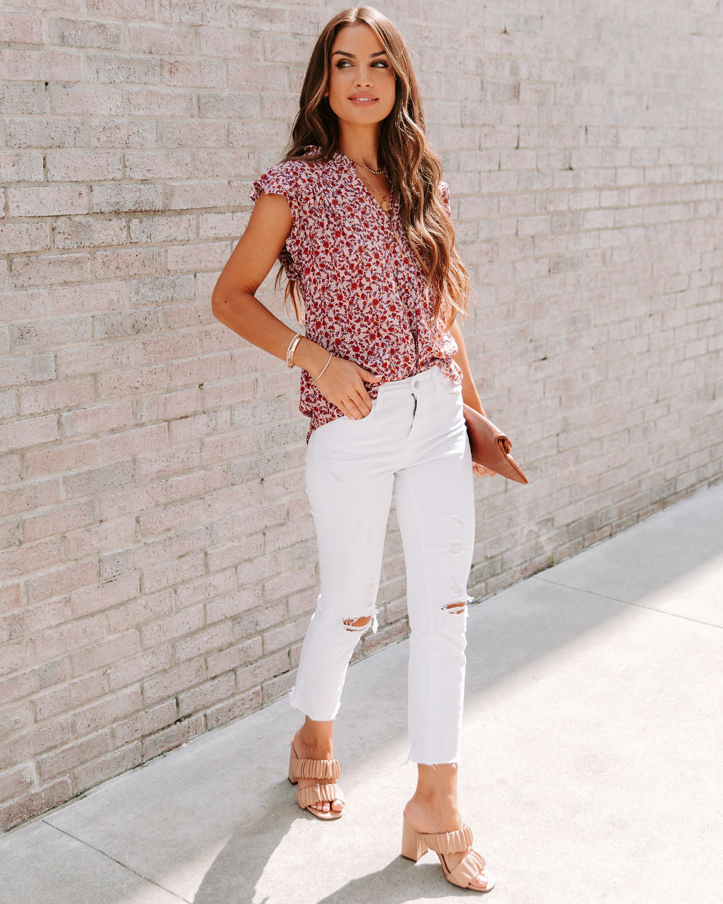 Brinda Metallic Floral Top - FINAL SALE