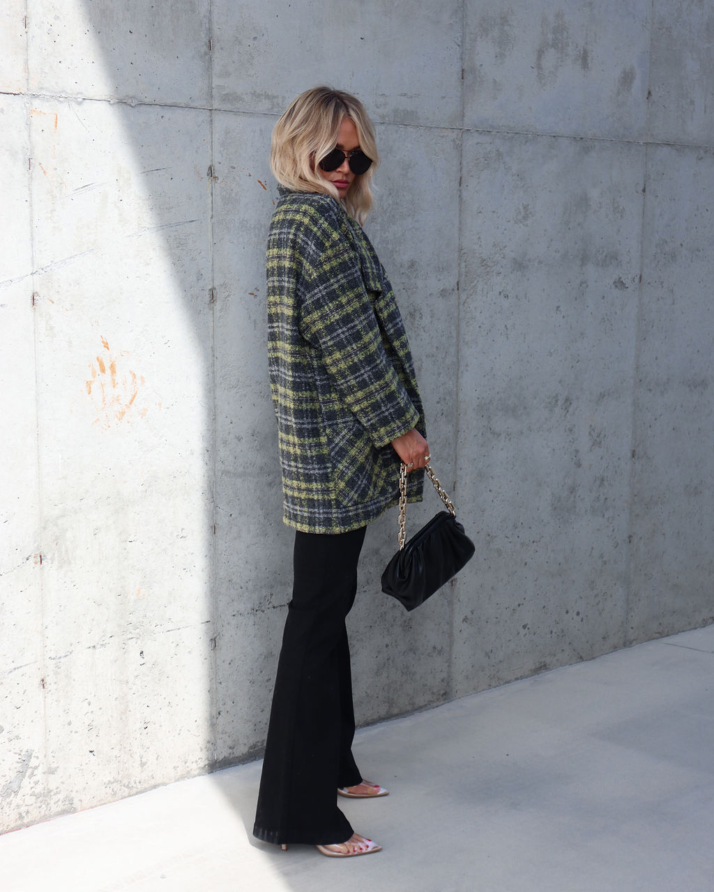 Please Stand Up Pocketed Plaid Coat