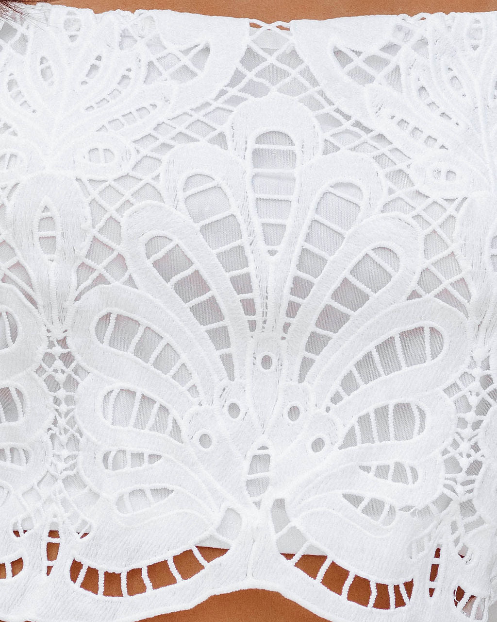 Guthrie Crochet Lace Crop Top - White - FINAL SALE