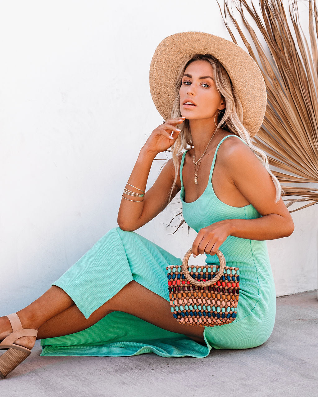 Luna Ribbed Knit Midi Dress - Mint - FINAL SALE