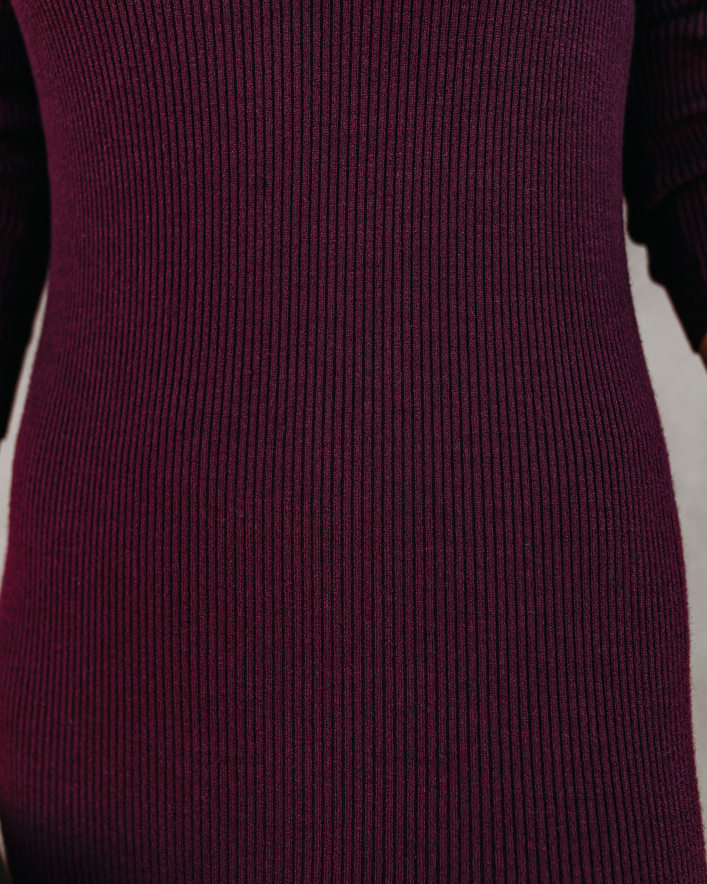 Newtown Mock Neck Knit Midi Dress - Burgundy