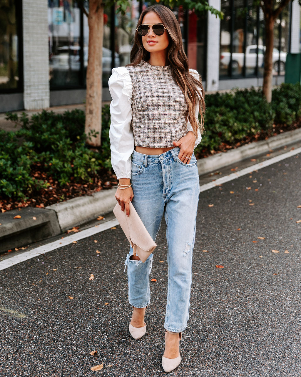 Karl Tweed Contrast Ruffle Top