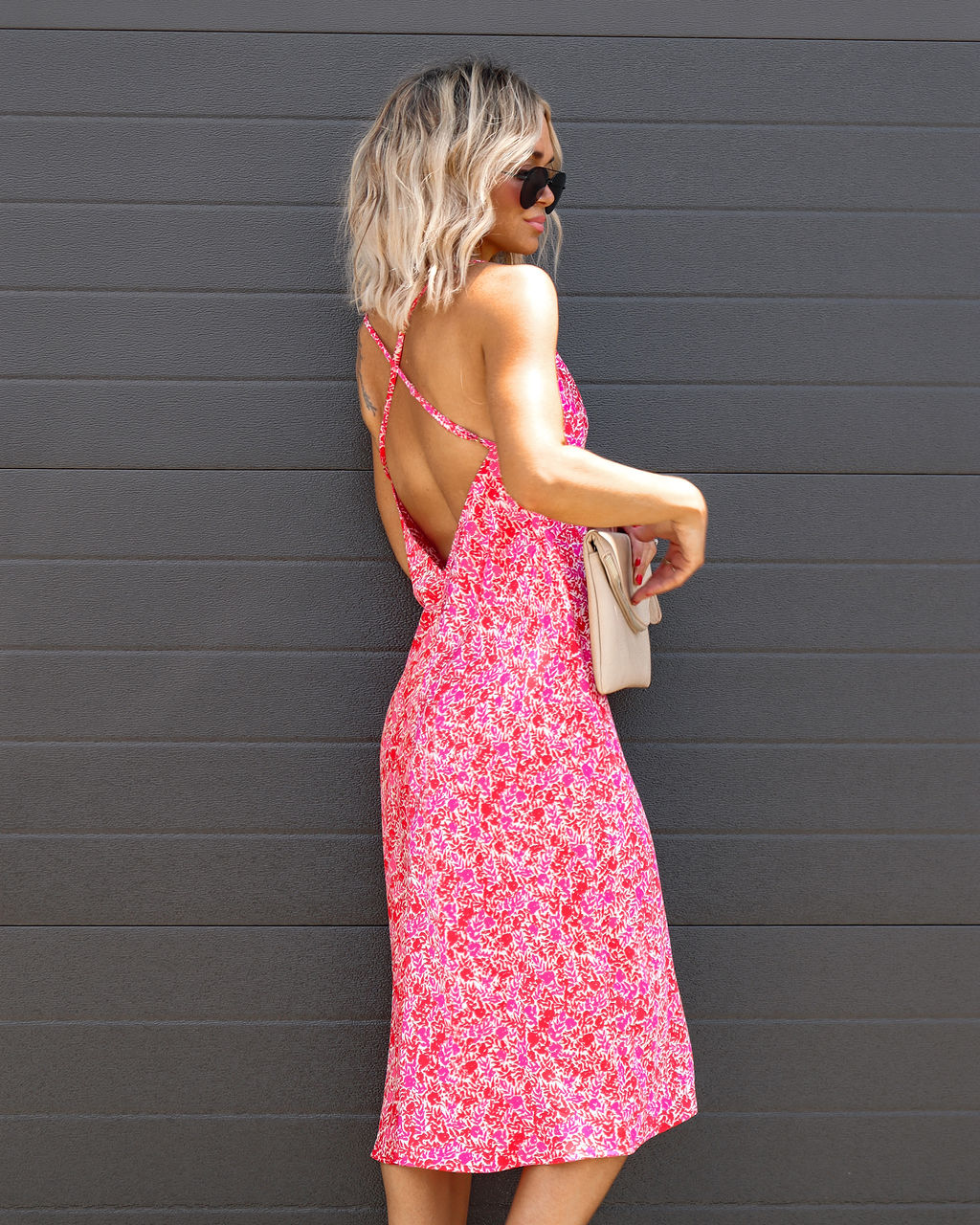 Ruby Floral Satin Slip Midi Dress