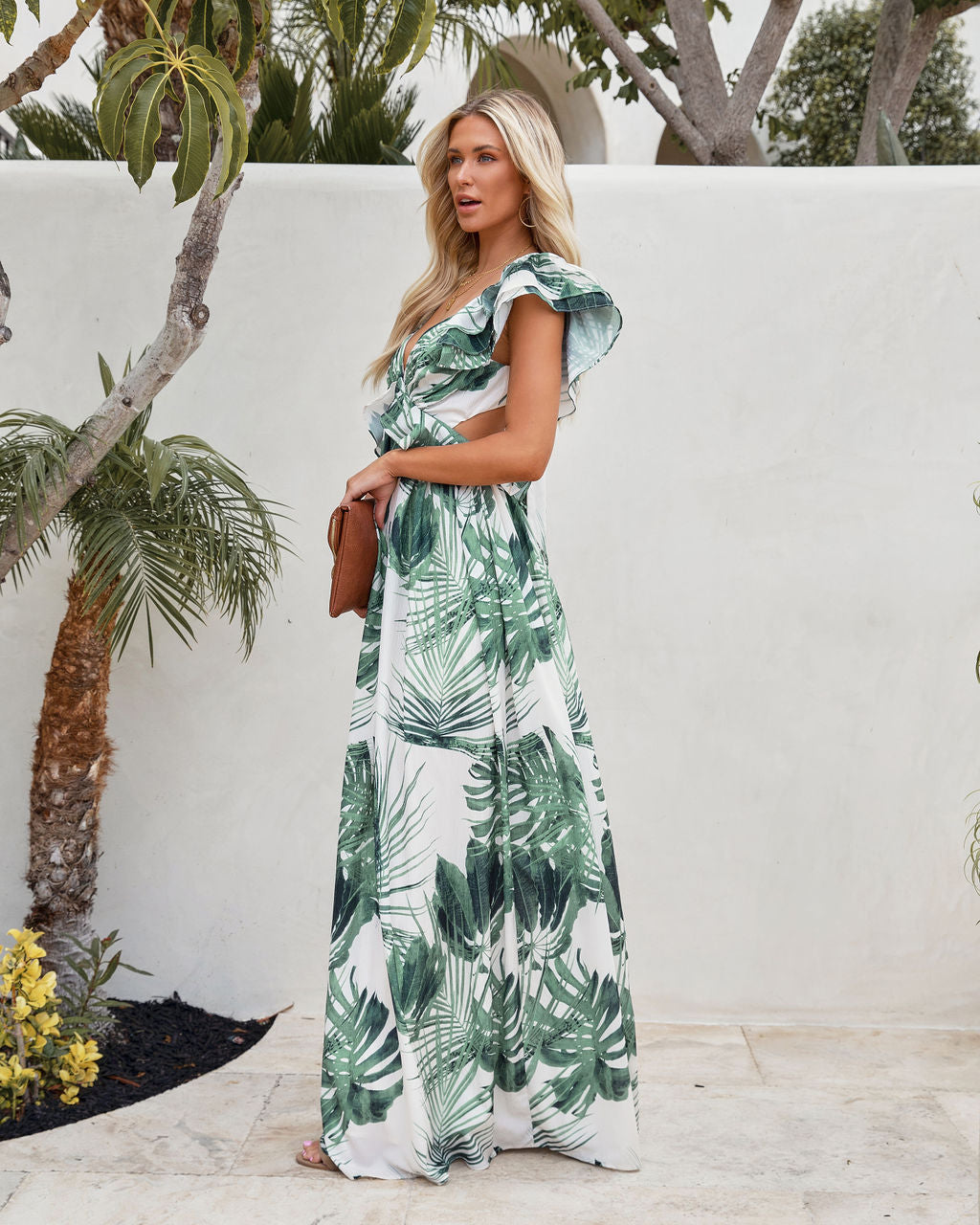 Manrique Palms Ruffle Cutout Maxi Dress - FINAL SALE