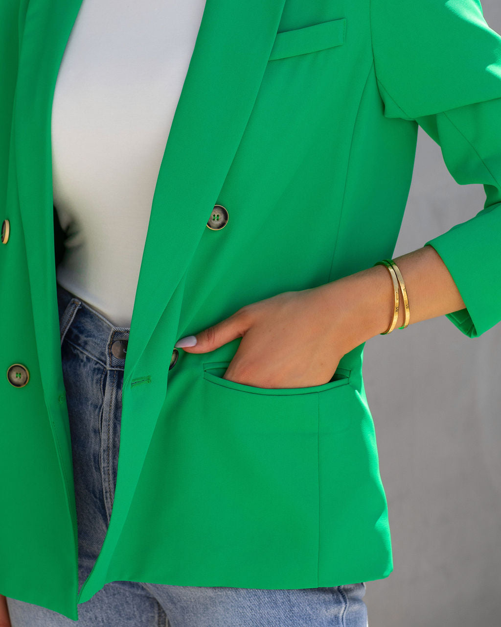 Long Shot Pocketed Blazer - Kelly Green - SALE