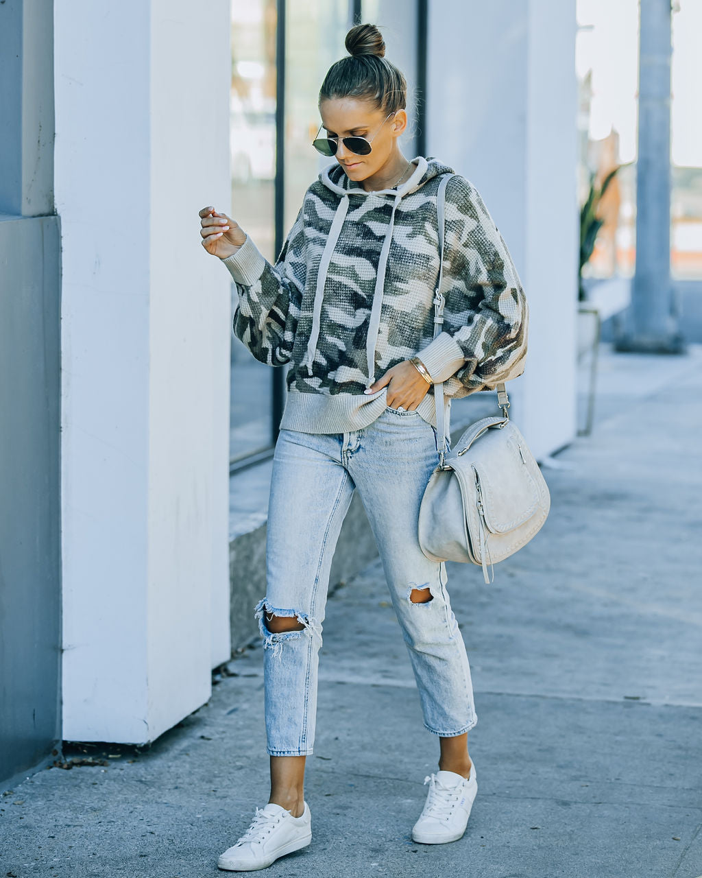 Brent Hooded Thermal Camo Sweater - SALE