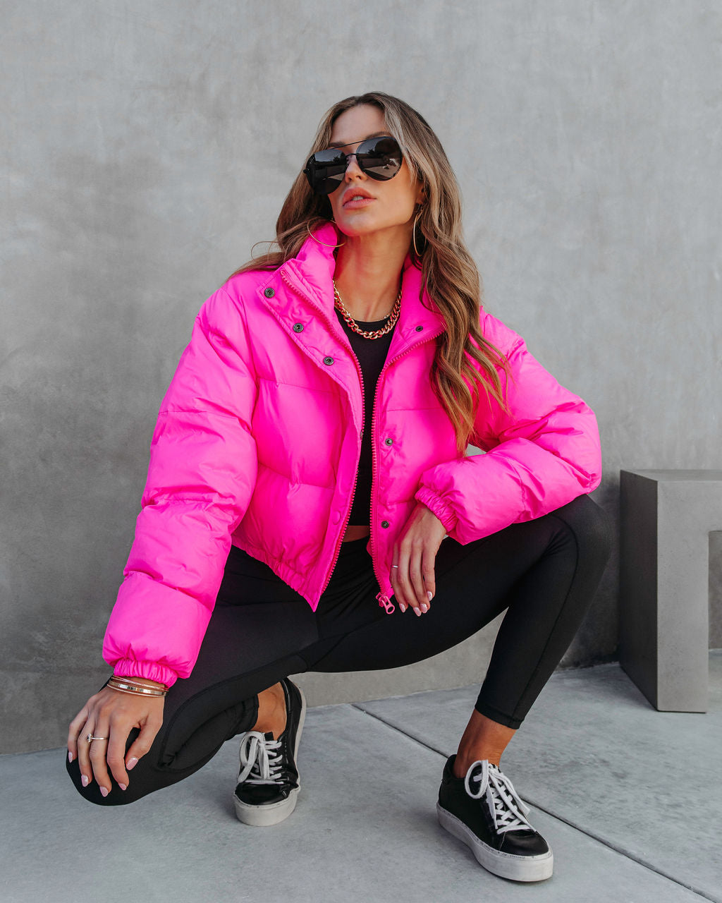 Alpine Explorer Pocketed Puff Jacket - Hot Pink