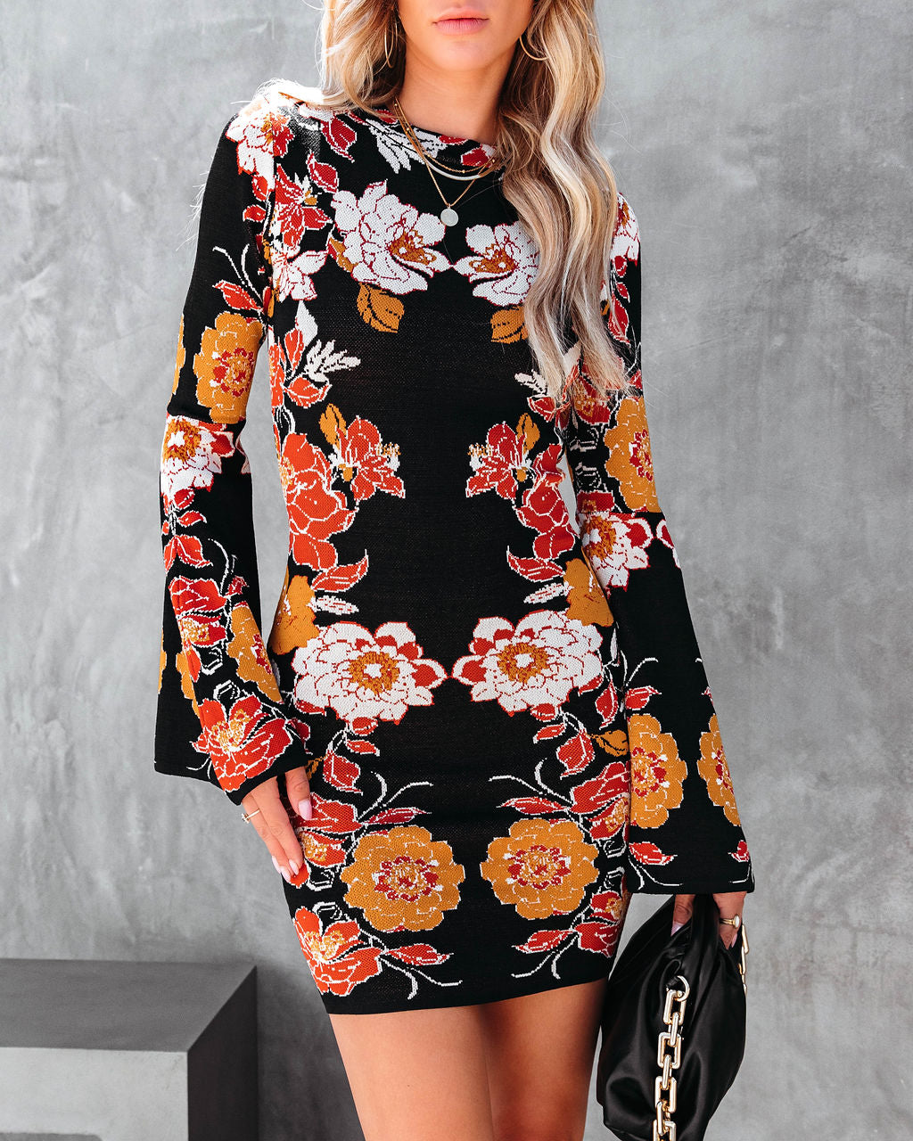 Uncertain Reality Floral Bell Sleeve Mini Dress