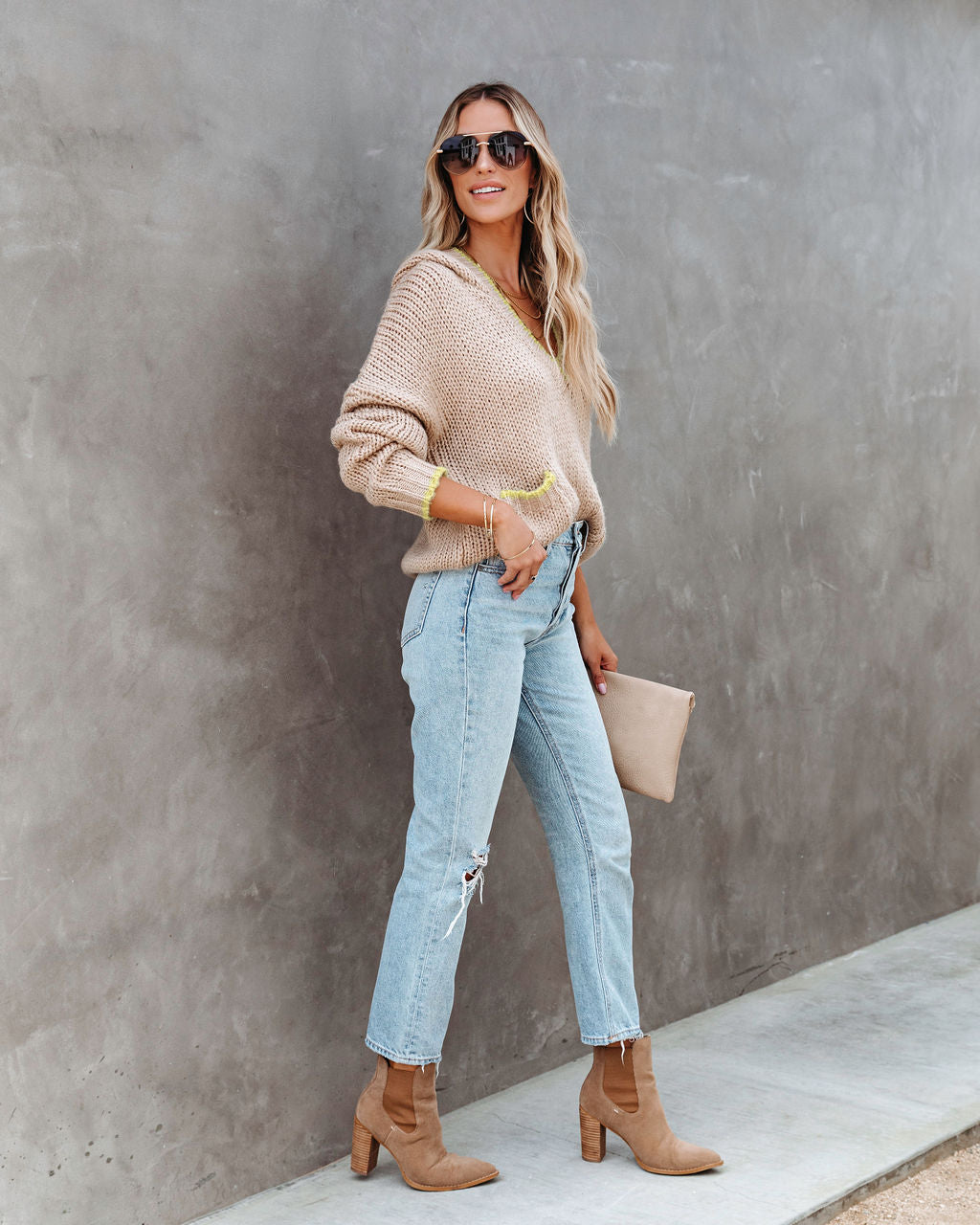 Cozy Fall Vibes Pocketed Hooded Knit Sweater - SALE