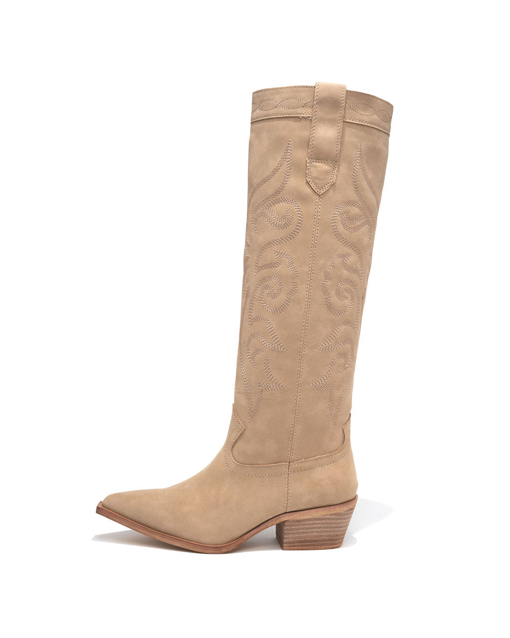 Carolina Western Faux Leather Boots - Sand